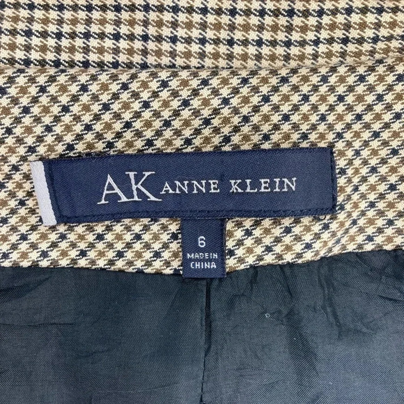 Vintage Anne Klein Blazer Overcoat | Brown Houndstooth | Size 6 - Picture 8 of 8